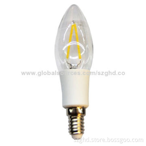 LED Candle Bulb, E14, 2W, Glass, 100-240V AC Voltage